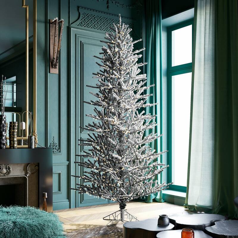 Vickerman 7.5' x 46" Flocked Slim Pistol Pine Artificial Prelit